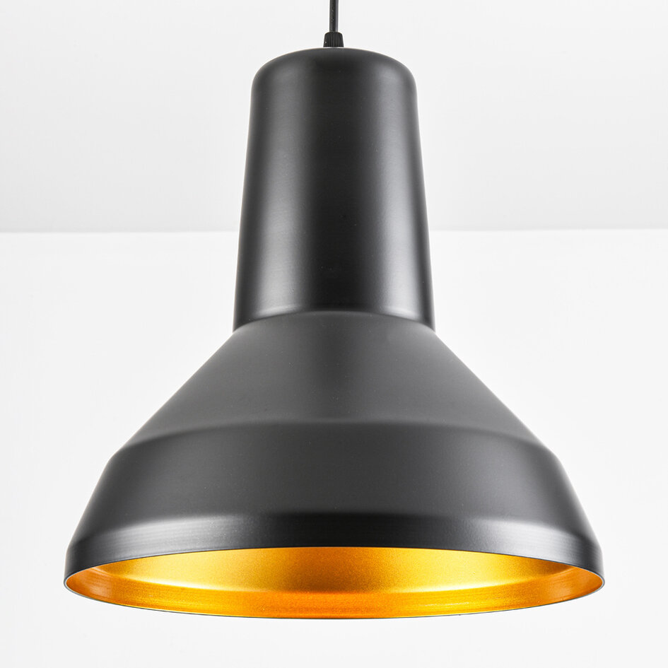 Modern pendellampa Sicily - svart med gulddekor