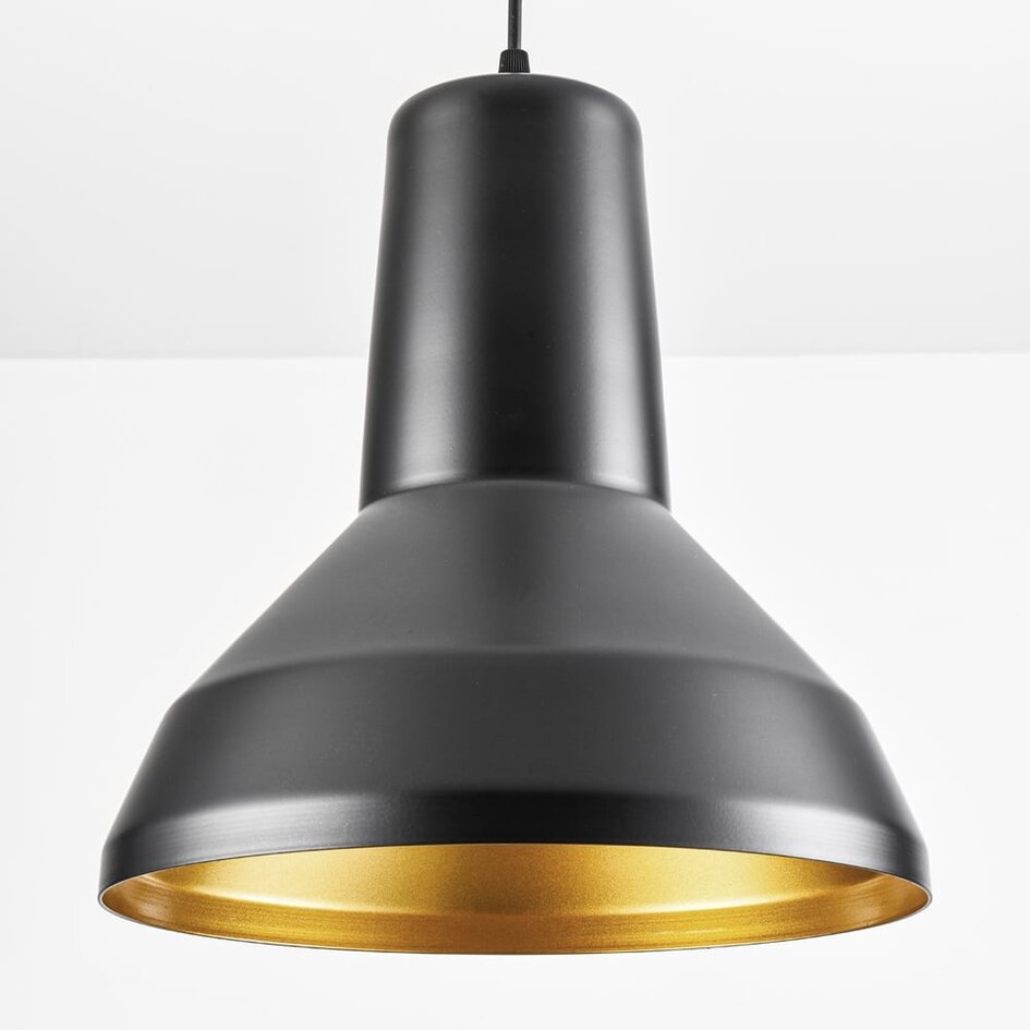 Modern pendellampa Sicily - svart med gulddekor