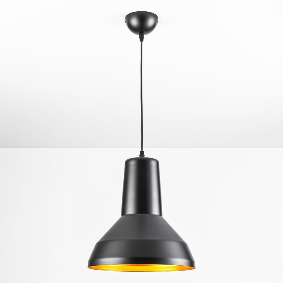 Modern pendellampa Sicily - svart med gulddekor