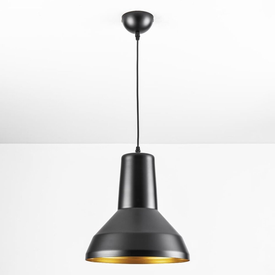 Modern pendellampa Sicily - svart med gulddekor