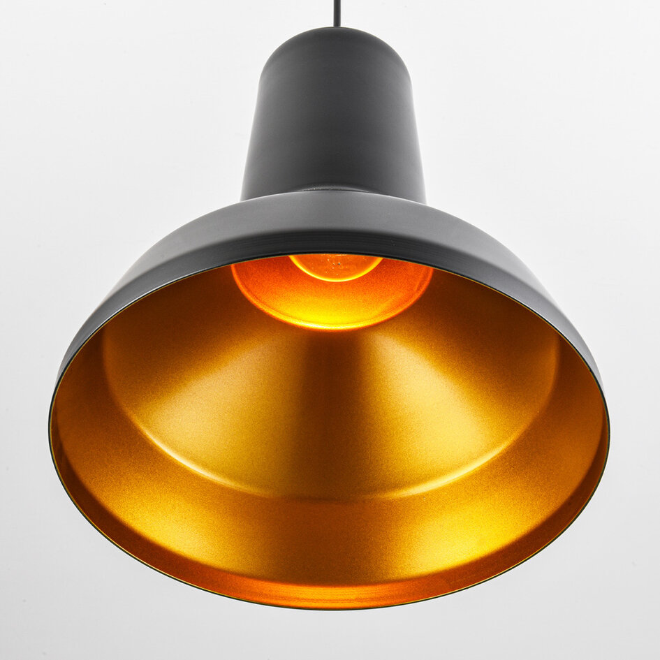 Modern pendellampa Sicily - svart med gulddekor