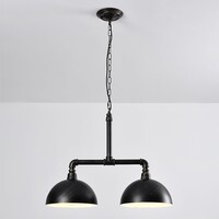 Industriell pendellampa Libra i svart med brons