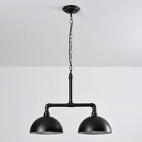 Industriell pendellampa Libra i svart med brons