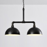 Industriell pendellampa Libra i svart med brons
