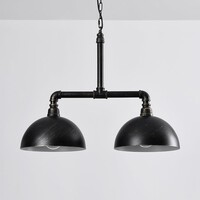 Industriell pendellampa Libra i svart med brons
