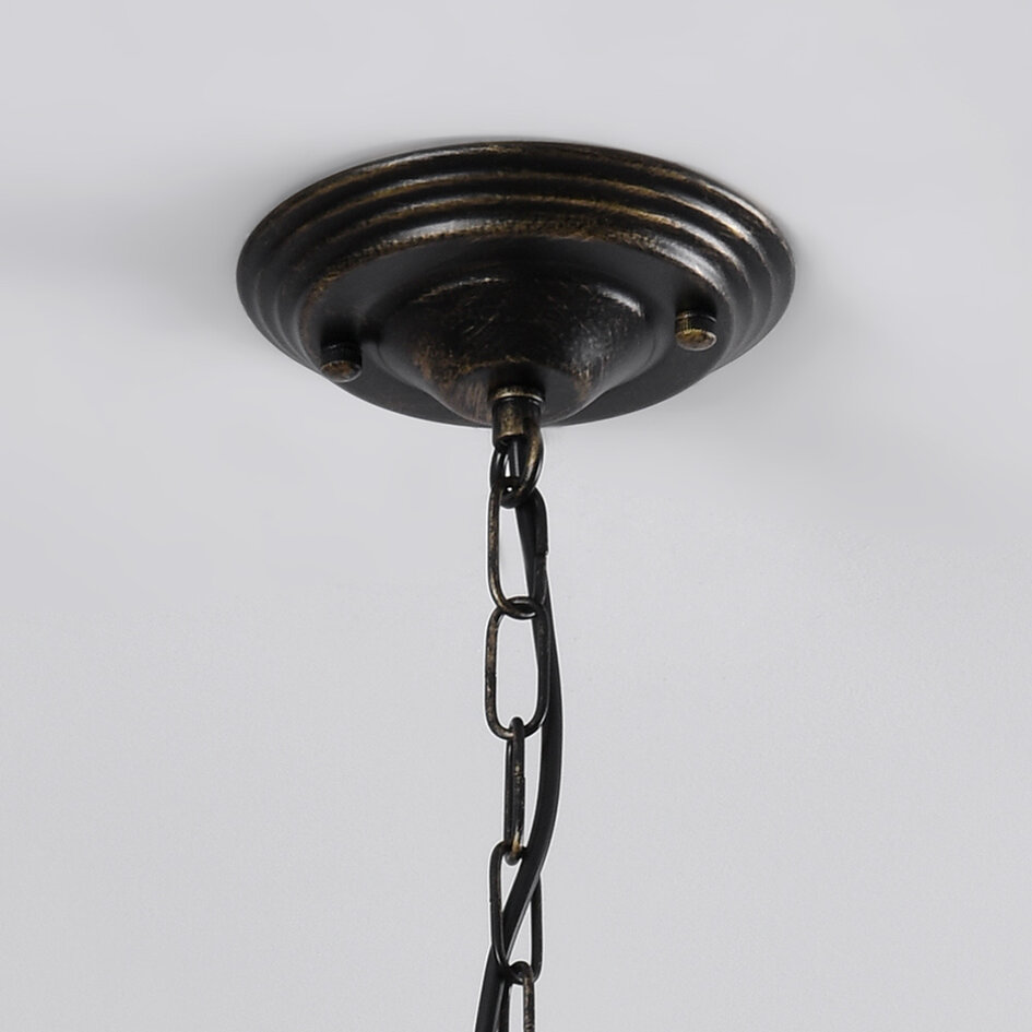 Industriell pendellampa Libra i svart med brons