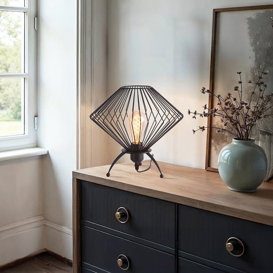 Industriell bordslampa Spider i svart metall