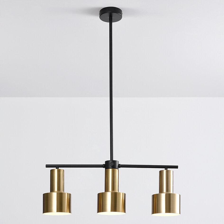 Modern pendellampa Rome med tre lampor i guld