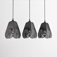 Designad pendellampa Brussels med tre lampor i svart