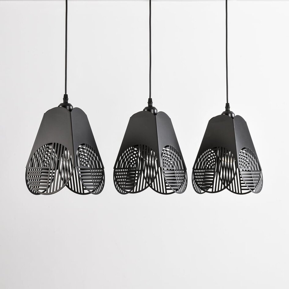 Designad pendellampa Brussels med tre lampor i svart