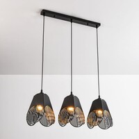 Designad pendellampa Brussels med tre lampor i svart