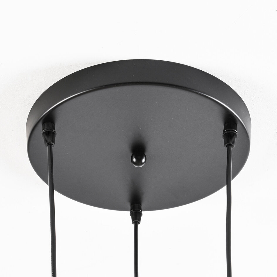 Industriell pendellampa Star med tre lampor i svart metall