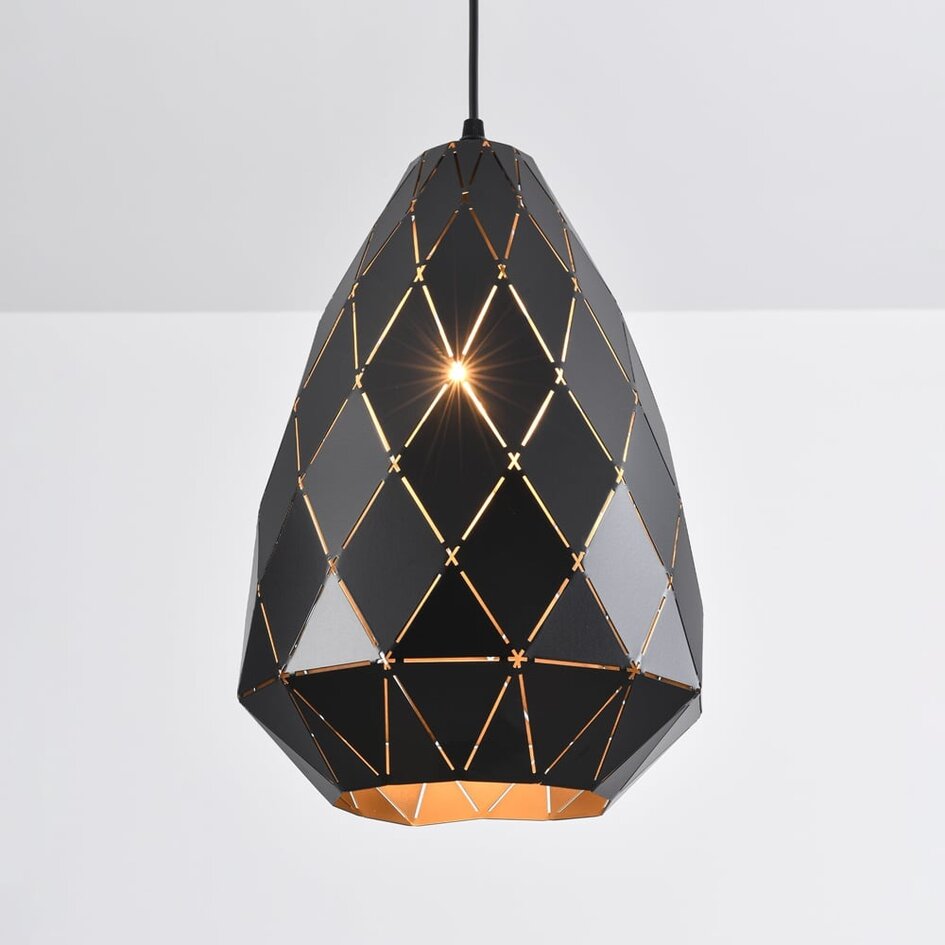 Designad pendellampa Jupiter i glänsande svart