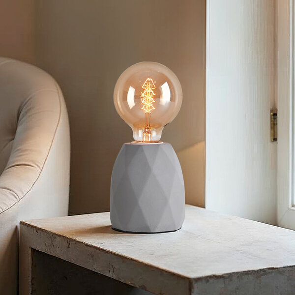 Modern bordslampa Stockholm i grått med betongfot
