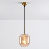 Designad pendellampa Venice - amberfärgat glas med guld