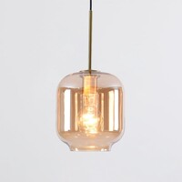 Designad pendellampa Venice - amberfärgat glas med guld