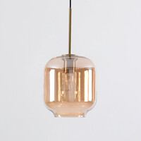 Designad pendellampa Venice - amberfärgat glas med guld