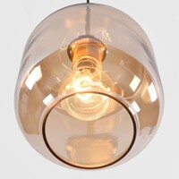 Designad pendellampa Venice - amberfärgat glas med guld