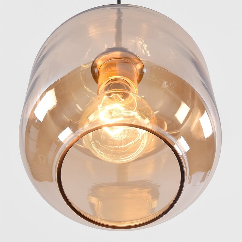 Designad pendellampa Venice - amberfärgat glas med guld