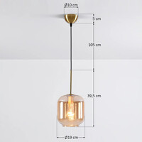 Designad pendellampa Venice - amberfärgat glas med guld