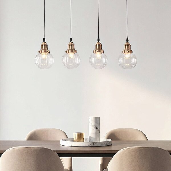Art Deco taklampa med transparent glas 4-ljus – Bologna