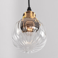 Art deco-pendellampa Bologna med fyra lampor - transparent glas