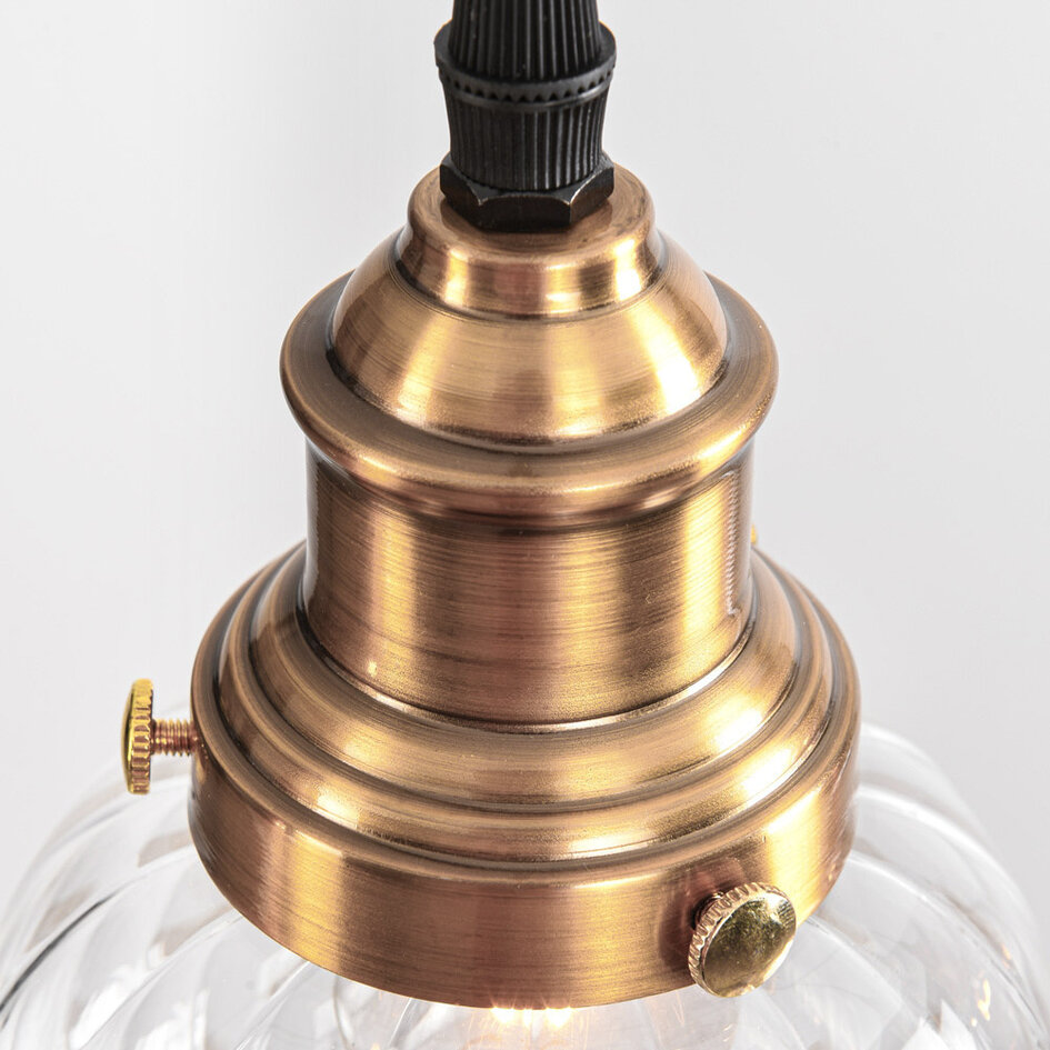 Art deco-pendellampa Bologna med fyra lampor - transparent glas