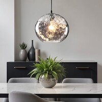 Designad pendellampa Palermo - ovalt rökfärgat glas
