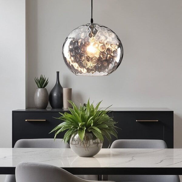 Designad pendellampa Palermo - ovalt rökfärgat glas