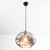 Designad pendellampa Palermo - ovalt rökfärgat glas