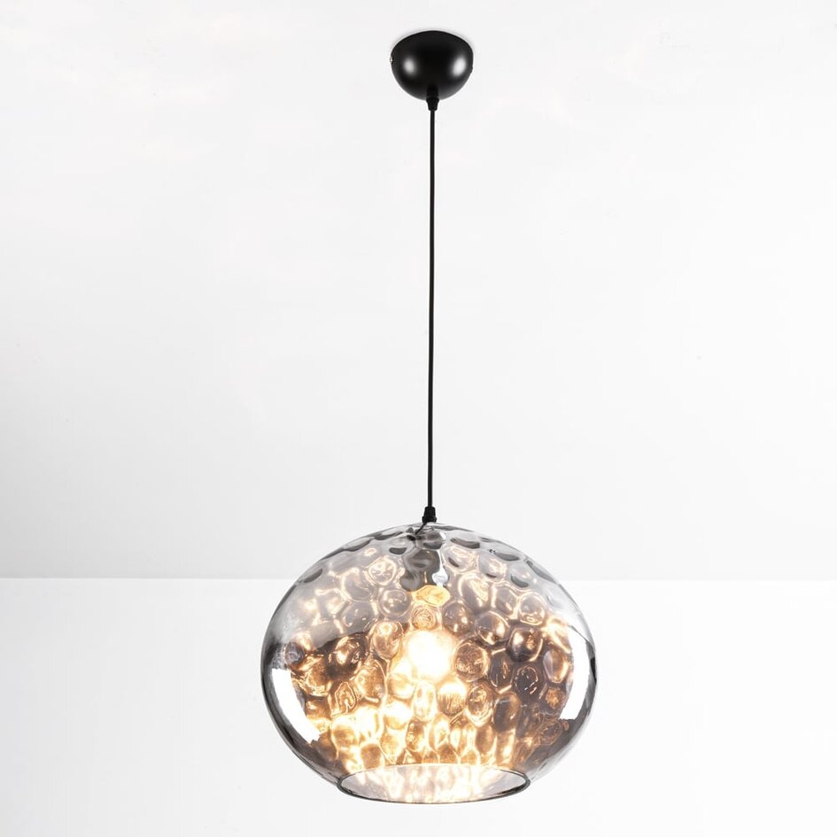 Designad pendellampa Palermo - ovalt rökfärgat glas