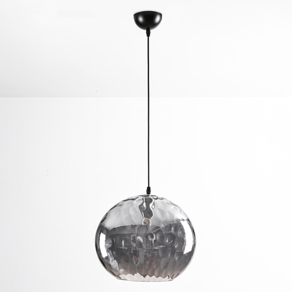 Designad pendellampa Palermo - ovalt rökfärgat glas