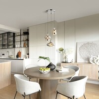 Designad pendellampa Bari med tre lampor i kromglas