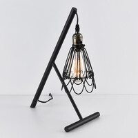 Industriell bordslampa Marbella, justerbar, svart med guld