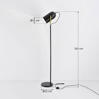 Industriell golvlampa Oslo i svart glänsande metall