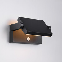 Justerbar utomhusvägglampa Berlin med sensor - svart