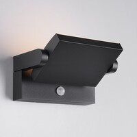 Justerbar utomhusvägglampa Berlin med sensor - svart
