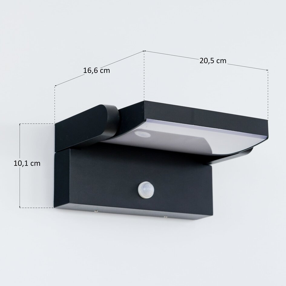 Justerbar utomhusvägglampa Berlin med sensor - svart