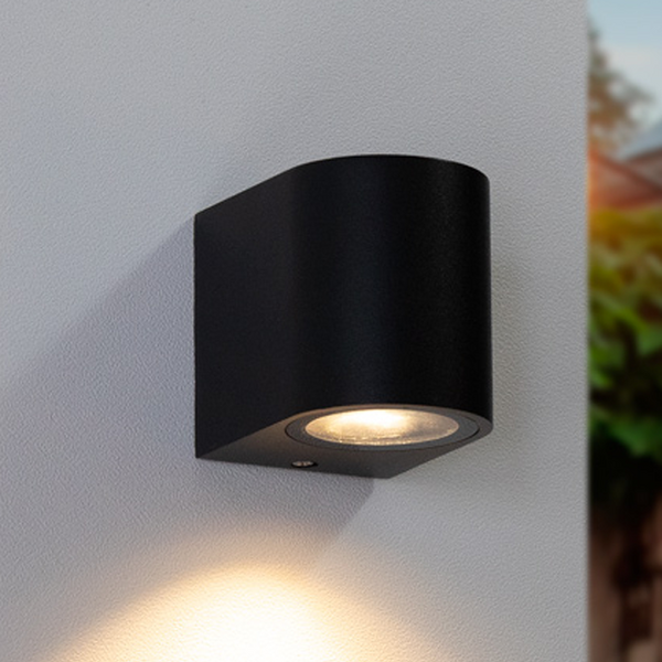 Modern utomhusvägglampa Nela - svart och rund