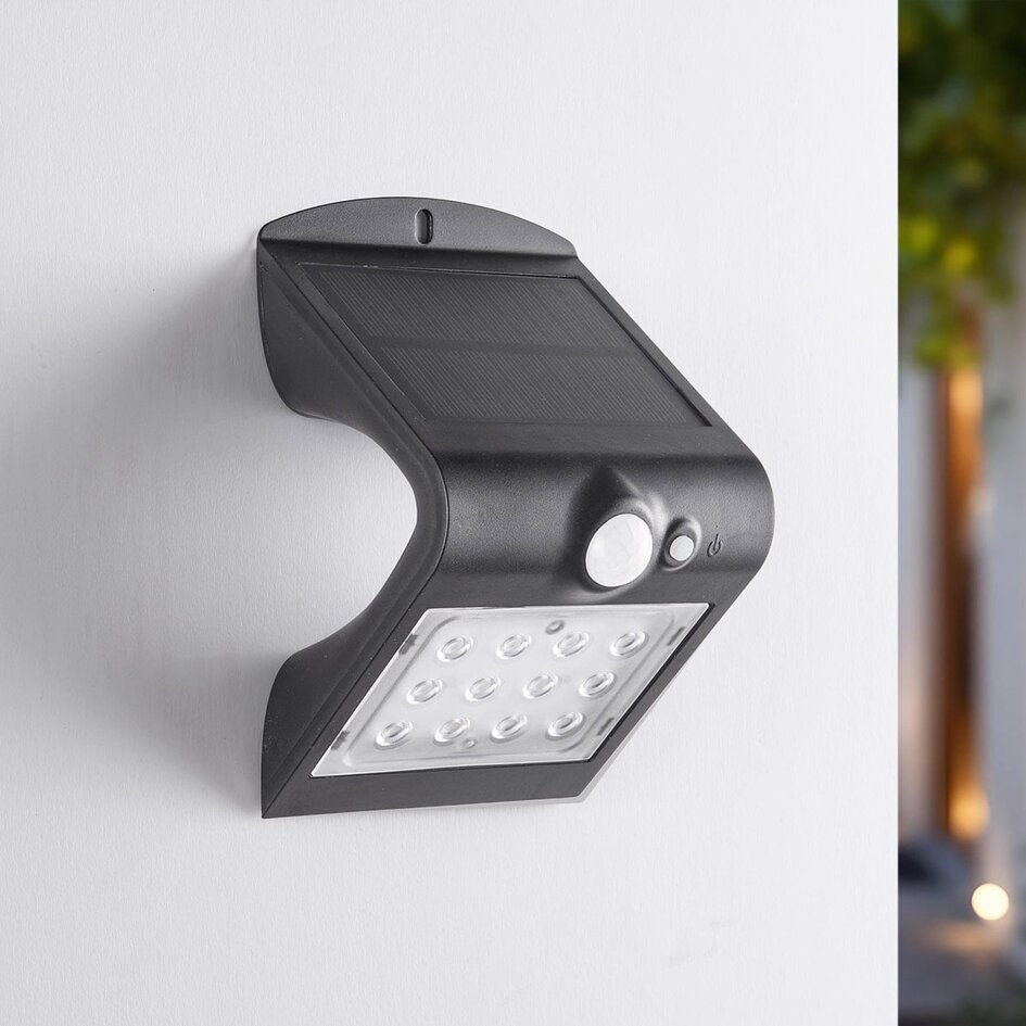 Solcellsvägglampa Alien 1,5W med sensor - svart