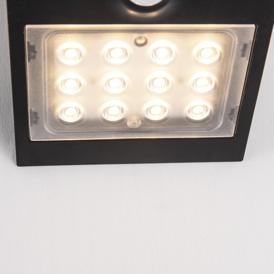 Solcellsvägglampa Alien 1,5W med sensor - svart