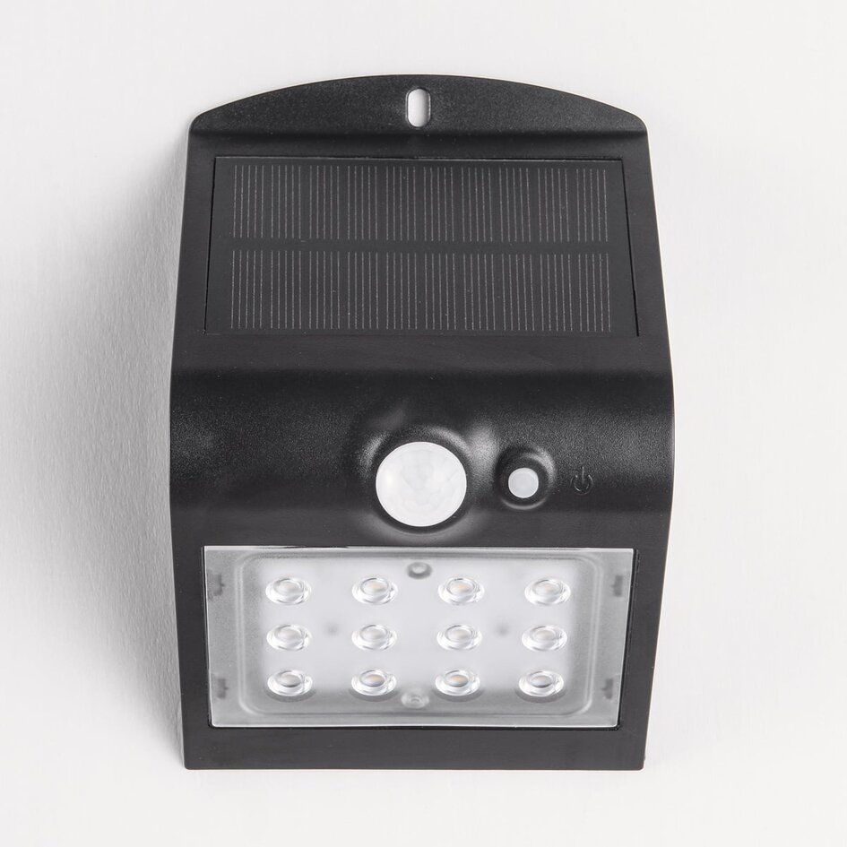 Solcellsvägglampa Alien 1,5W med sensor - svart