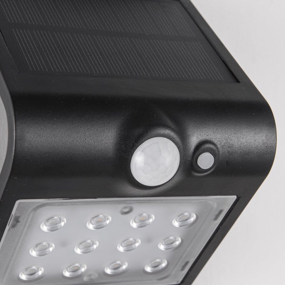 Solcellsvägglampa Alien 1,5W med sensor - svart