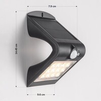 Solcellsvägglampa Alien 1,5W med sensor - svart