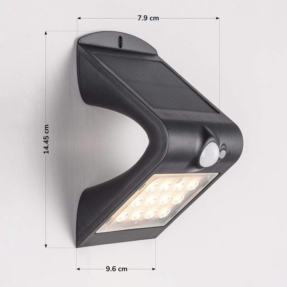 Solcellsvägglampa Alien 1,5W med sensor - svart