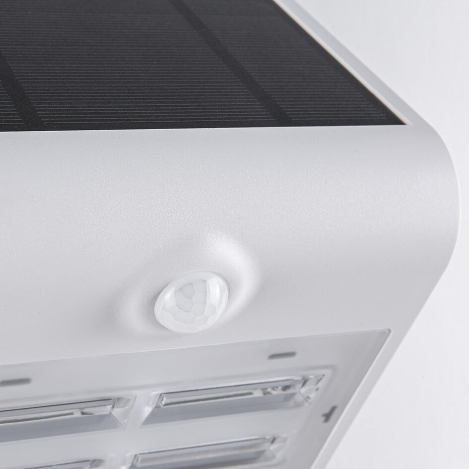 Solcellsdriven utomhusvägglampa Single Conan 3,2W med sensor - vit