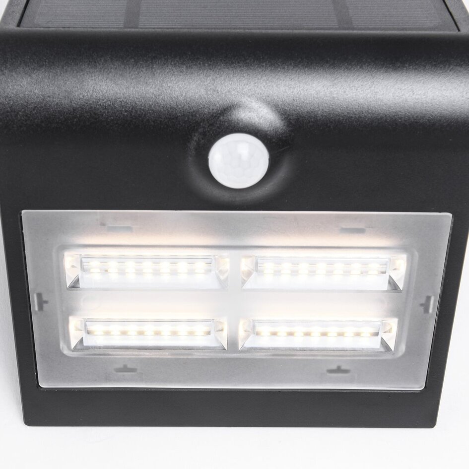 Solcellsdriven utomhusvägglampa Single Conan 3,2W med sensor - svart