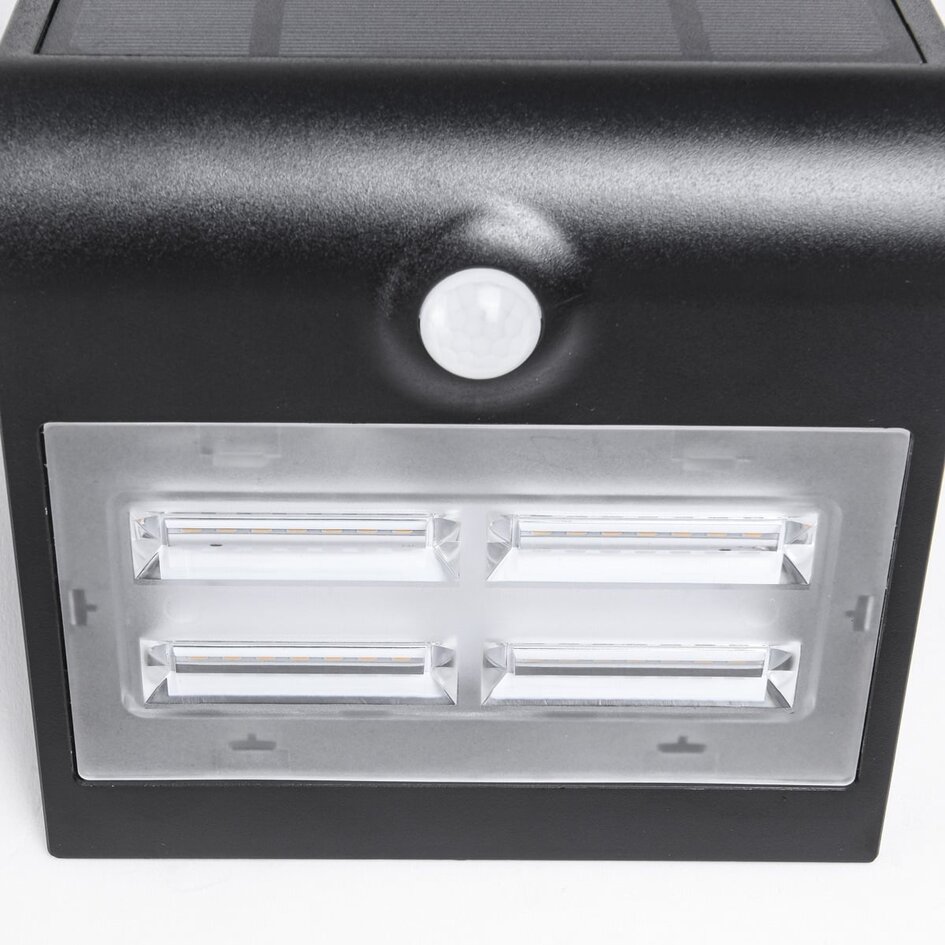 Solcellsdriven utomhusvägglampa Single Conan 3,2W med sensor - svart