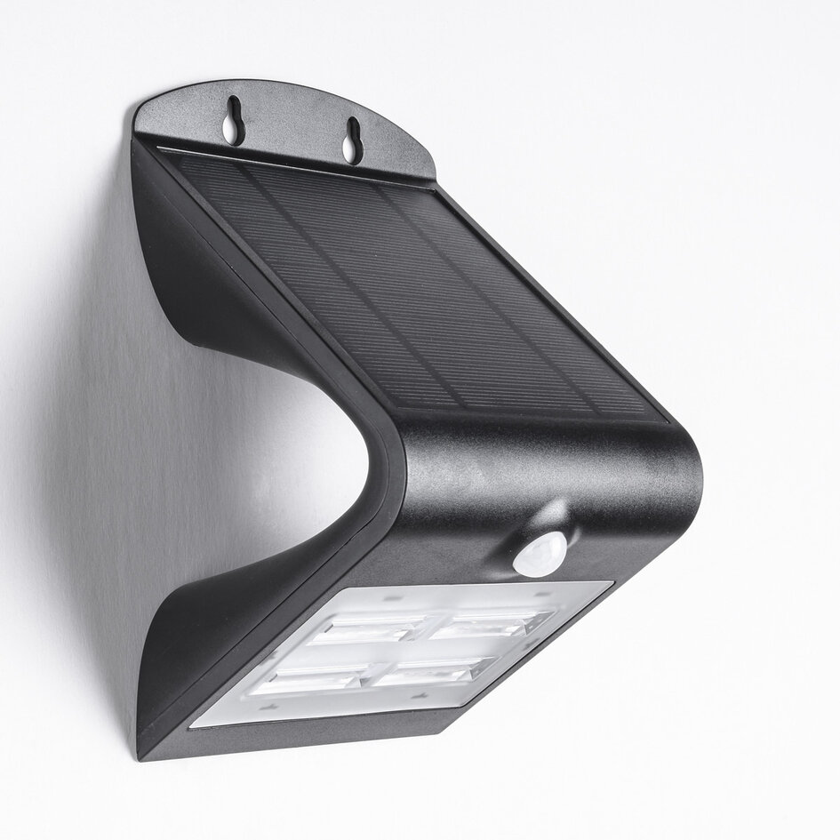 Solcellsdriven utomhusvägglampa Single Conan 3,2W med sensor - svart