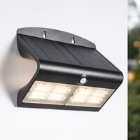 Solcellsvägglampa Double Conan 6,8W med sensor - svart